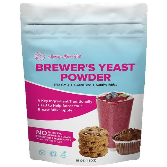 Mommy Knows Best Brewers Yeast Powder for Lactation for Breastfeeding Mothers - Mild Nutty Flavored Unsweetened and Debittered - Helps Boost Breast Milk Supply