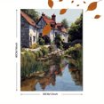 thumbnail image 3 of English Cottage Lakeside Oil Painting Canvas Print, Living Room Bedroom Kitchen Bathroom Decor, 3 of 8