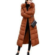Women's Down Jacket Thickened Long Hooded Coat Outerwear Winter Quilted Jacket Puffer Coat