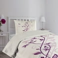 thumbnail image 4 of Ambesonne Spring Quilted Coverlet 2 Pcs, Violet Tree Blossoms Image, Twin Size, Plum White, 4 of 5