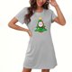 thumbnail image 1 of Camisón corto navideño para mujer, talla grande, cuello redondo, manga corta, estampado en el pecho, vestido de noche para mujer, 1 of 3