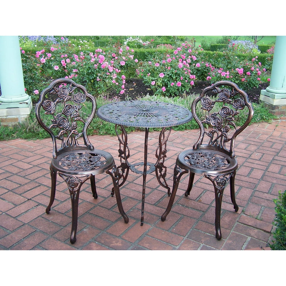 Patio Furniture Set 3 Piece Bistro Wrought Small Iron Table Chairs Rose[396]  eBay