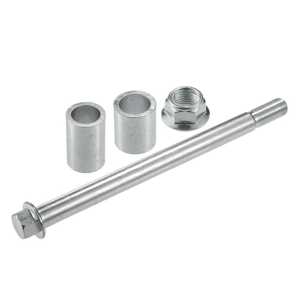 1 Juego de Ejes Delantero y Trasero con Buje y Tornillo M14 205mm para Moto de Tierra, Scooter, ATV Eje de Rueda Color Plateado