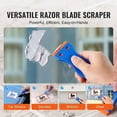 thumbnail image 5 of Plastic Razor Blade Scraper, 2-Piece Scraper Tool with 120 Plastic Blades, No-Scratch Remover for Stickers, Decals, Adhesive, Paint on Glass, Car, Window, Caulk, Blue, 5 of 5