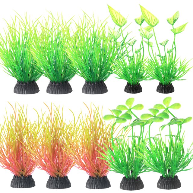 10 piezas de plástico para plantas decorativas de acuario, decoración de acuarios, decoraciones de accesorios para peceras.