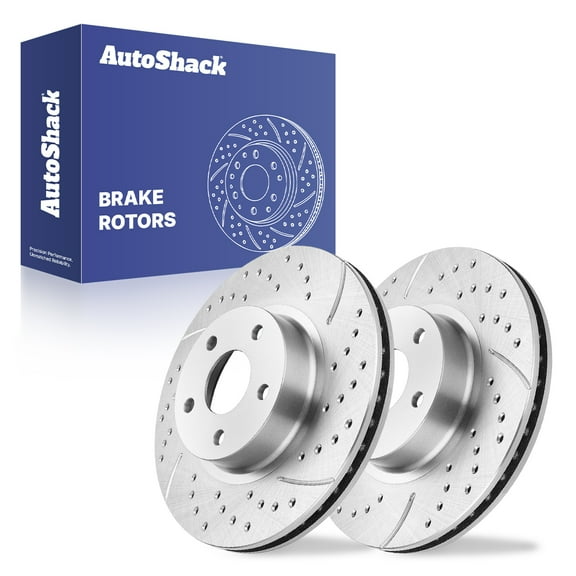 AutoShack Front Brake Rotors for Subaru, Impreza 1998-2016 Legacy 1991-2005, AWD FWD H4 2.0L 2.2L 2.5L - Silver Zinc Coated Drilled & Slotted - SilverShield Pro - 10.91" (277 mm), 5-Lug