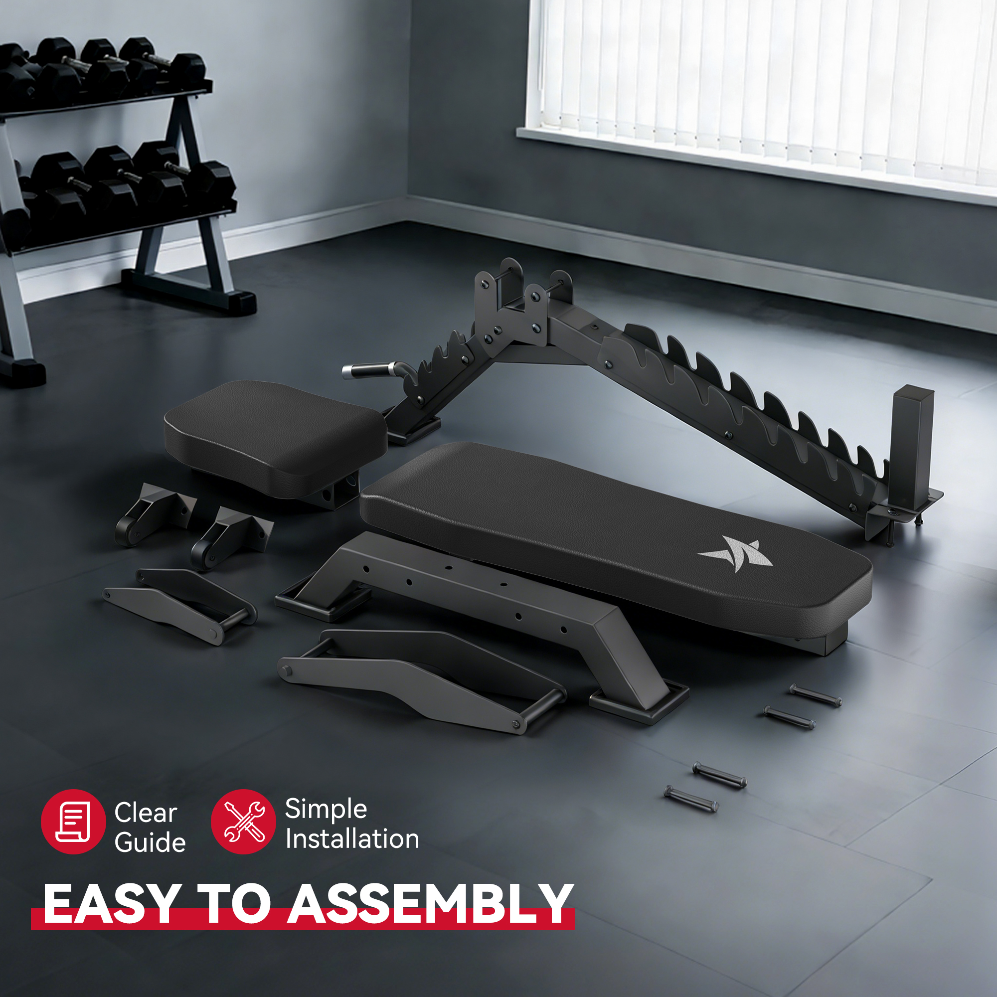 FASTES Adjustable Weight Bench 8-Position Foldable 1400 lbs photo 3
