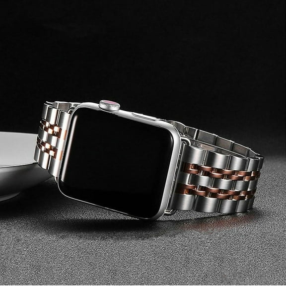 Compatible with Apple Watch Band 45mm 44mm 42mm 41mm 40mm , Stainless Steel Heavy Band with Butterfly Folding Clasp Link Bracelet Men Women Wrist Watchband for iWatch Series7 6 SE Series 5 4 3
