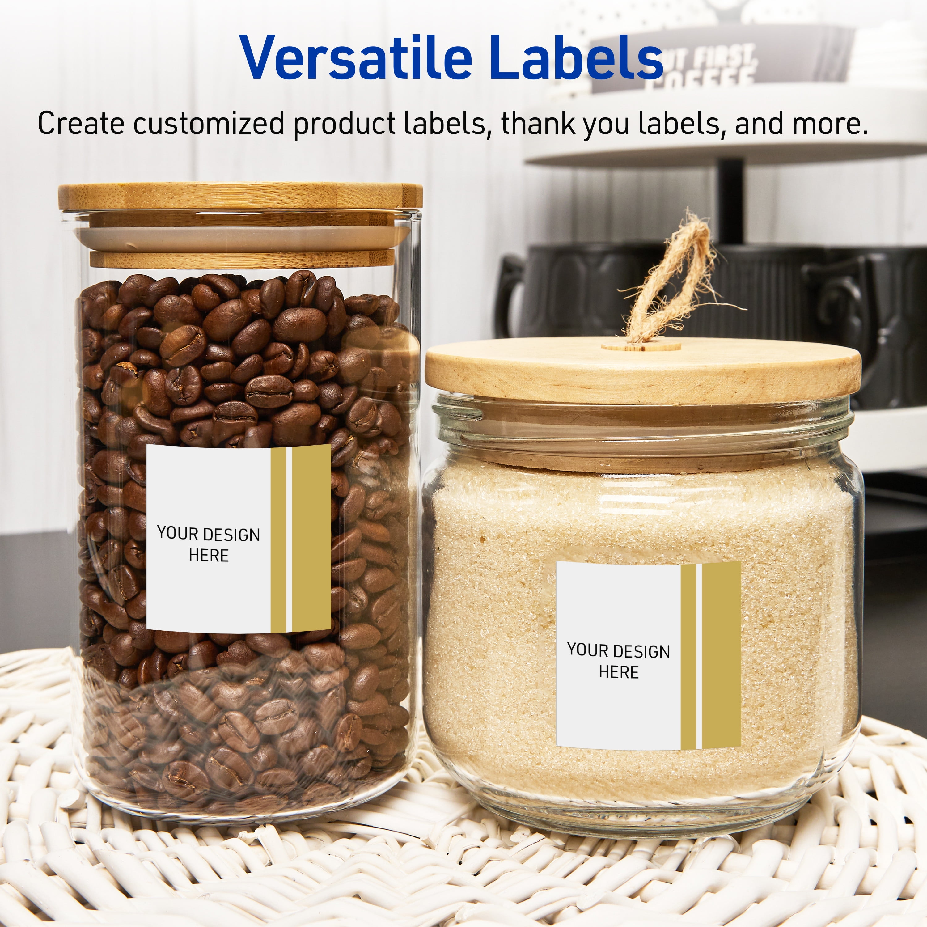Avery 3" x 3" Labels, Gold Double-Dipped Edge, 60 ct, Glossy, Double Dipped Gold Edge