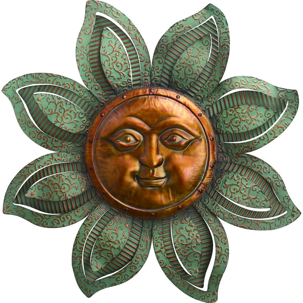 30" Bronze and Green Celestial Sun Face Outdoor Wall Decor Walmart