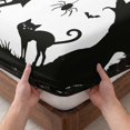 thumbnail image 3 of Twin Sze Fitted Sheet Set - Halloween 2 Piece Bedding Sets 16" Deep Pocket Fitted Sheet with 1 Pillowcase, Black Spooky Castle Bats Tree Silhouette Brushed Microfiber Hotel Luxury Bed Sheets, 3 of 9