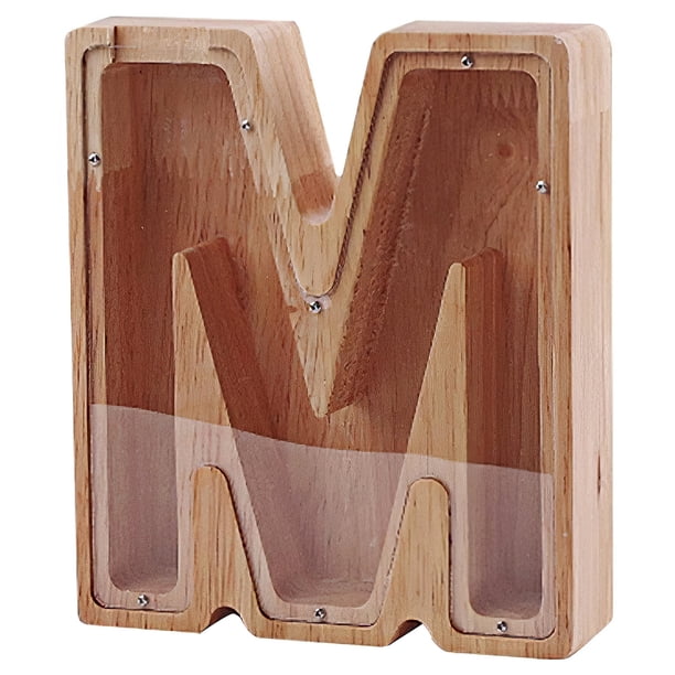 Wooden Piggy Bank English Alphabet Decor Piggy Bank Letter Shaped Money 