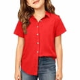 thumbnail image 4 of RMGVDSD Kids Girls Shirts Casual Short Sleeve Button Down Shirt Breathable Comfortable School Uniform Blouse Children's Wear 15-16 Years, 4 of 4