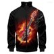 thumbnail image 3 of Chaqueta con cremallera y cuello alto con estampado 3D de música de guitarra divertida para hombre y mujer, ropa informal, chaquetas, abrigos, ropa de hombre, 3 of 5