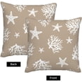 thumbnail image 2 of Tan Coastal Throw Pillow Covers 18 X 18 Inch, Nautical Beachy Coral Starfish Pillow Covers Summer Decorative Pillowcase Linen Square Cushion Cover for Bedroom Living Room Sofa Outdoor, Set of 2, 2 of 6
