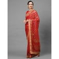 thumbnail image 3 of Red & Gold-Toned Woven Design Bandhani Saree - 15195736, 3 of 5