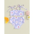 thumbnail image 2 of Suealasg Toddler Baby Girls 2Pcs Bikinis Swimsuits Kids Girls Floral Print Camisole and Elastic Shorts Set Bathing Suit Little Girls Summer Swimwear Beachwear, 2 of 9