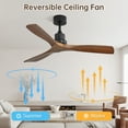 thumbnail image 2 of "Sofucor 52"" Indoor/Outdoor Wooden Ceiling Fan, 3 Blades, Remote Control, No Light, for Patio or Living Room", 2 of 10