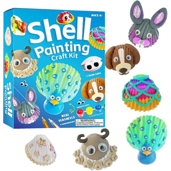 Painted Seashells - Seashell Painting Kit | Fun Beach Crafts Art Set for Ages 4-12 | Creative Shell Art and Craft Supplies