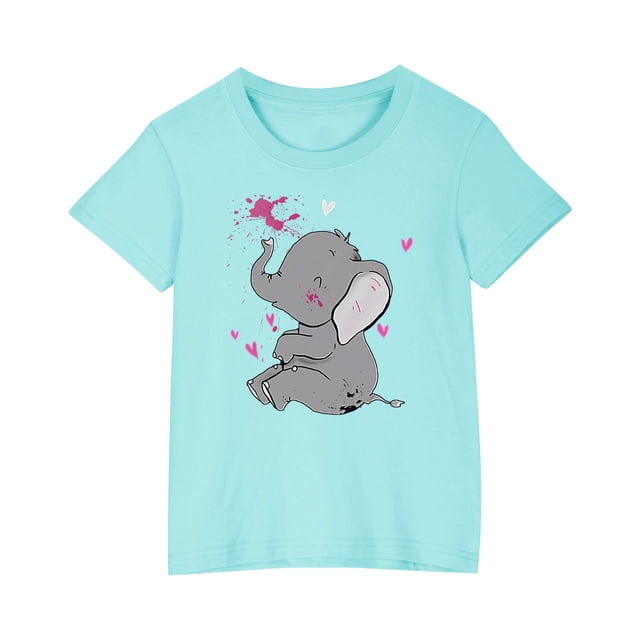 RXIRUCGD 2025 Vêtements d'Été pour Enfants T-shirt Imprimé Mode Mignon Col Rond Manches Courtes
