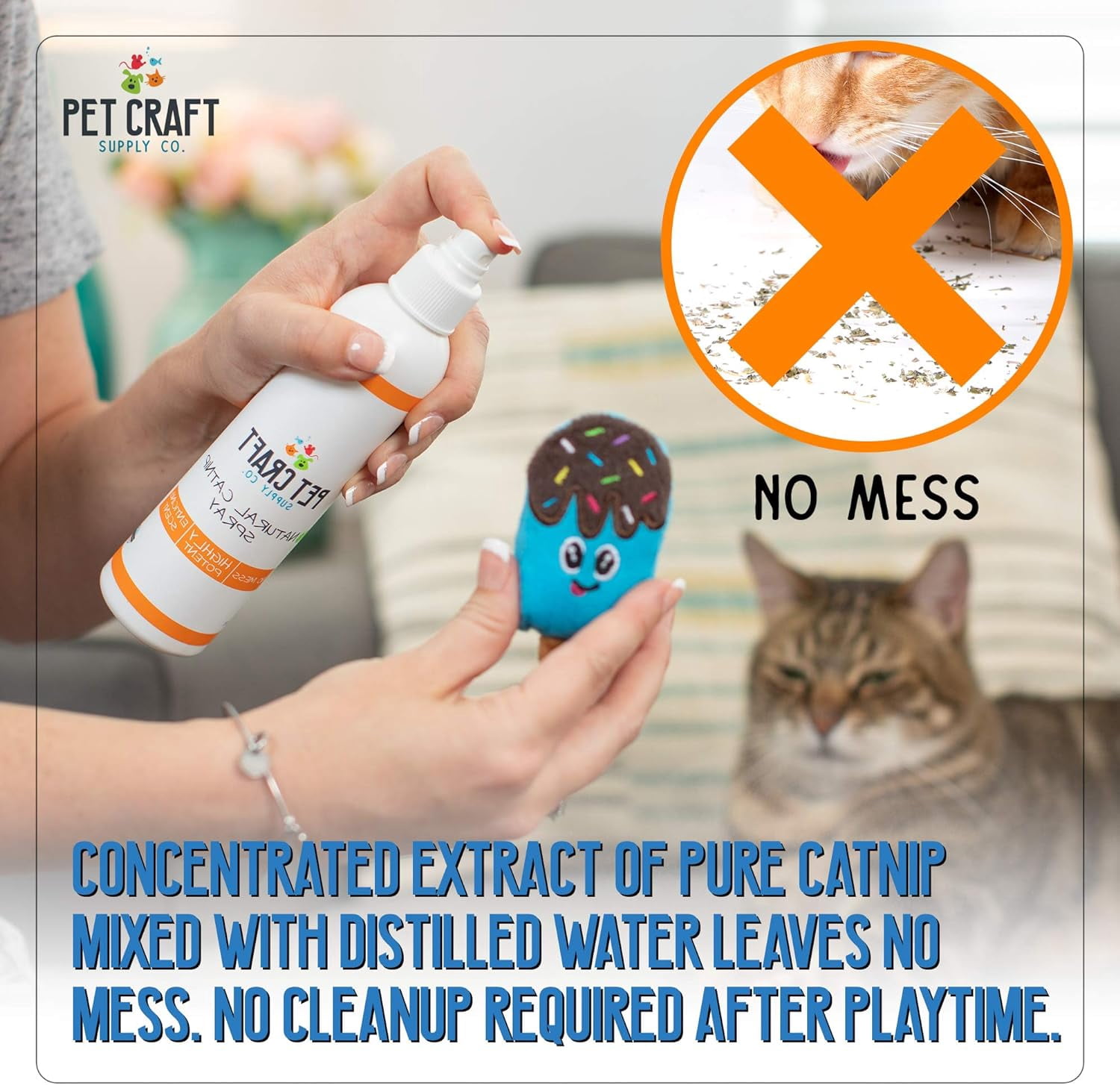 Pet Craft Supply Premium Maximum Potent All Natural Catnip for Cats, USA Grown & Harvested, 8 oz Value Spray Bottle