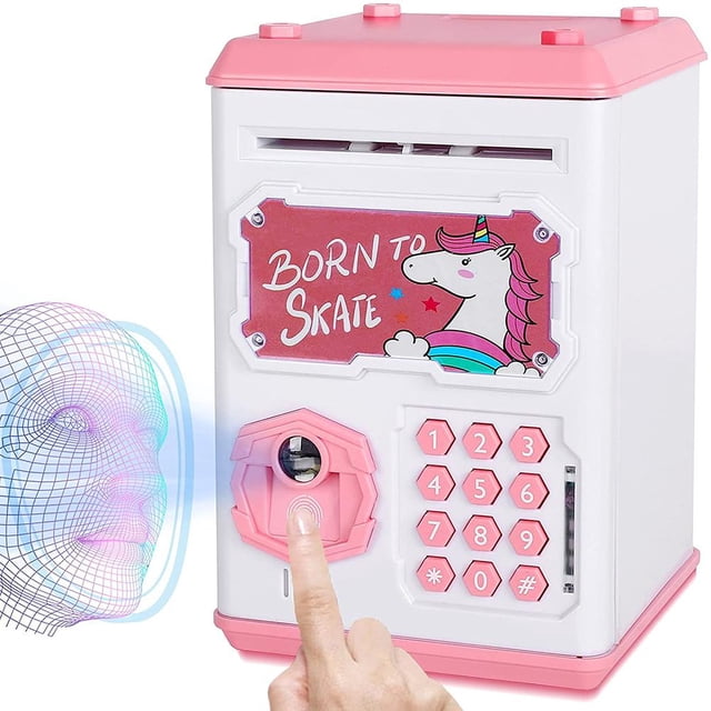 Hucha Electrónica Para Niños, Caja De Ahorro De Dinero En Efectivo, Caja De Dinero Con Bloqueo De Contraseña De Escaneo Facial Y Huellas Dactilares Vogacara FN007925-01