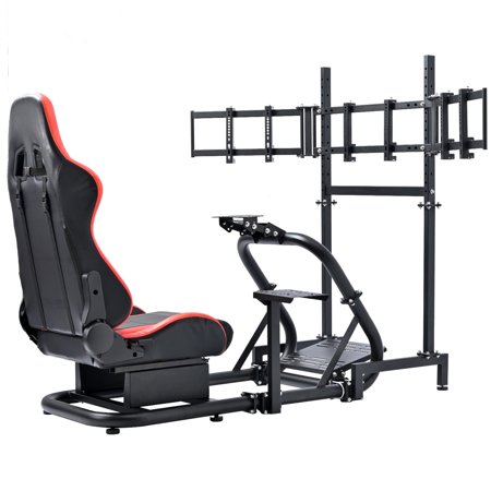 Marada Racing Sim Cockpit with Seat & Triple Monitor Stand Fit for Logitech G29 G923 Thurstmaster
