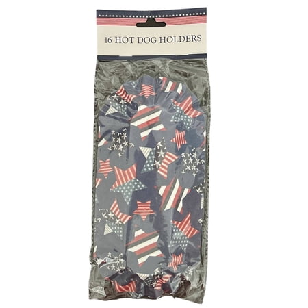 Patriotic Hot Dog Holders Food Snack Sausage Wrappers Rectangular Paper Plates for 4th of July Independence Day Theme Party Home Kitchen Picni? Decoration Supplies Disposable Serving Trays, 16 ct