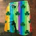 thumbnail image 4 of Lorytime St. Patricks Day Men Swim Trunks Patterns Plaid Green Swimwear Elastic Waist Vacation Board Short Beach Shorts, 4 of 6