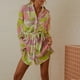 thumbnail image 2 of Vestido informal de manga larga con cuello en V y solapa con estampado de flores y cordones para mujer de primavera y otoño Pompotops  hdfakjf9651, 2 of 9