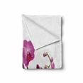 thumbnail image 2 of Magenta Soft Flannel Fleece Throw Blanket, Wild Orchids Petal Florets Branch Romantic Flower Exotic Plant Nature Print, Cozy Plush for Indoor and Outdoor Use, 50" x 70", Violet, by Ambesonne, 2 of 6