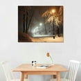 thumbnail image 2 of Nawypu  - Warm Winter Park Canvas Prints Alley and Shining Lanterns Picture Photo Canvas Wall Art USA Landscape Canvas Print Modern Home Living Room Decoration Framed Ready to Hang 20x16in, 2 of 4