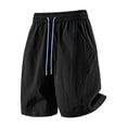 thumbnail image 3 of lcziwo Men Shorts with Pockets Summer Outdoor Elastic Waist Beach Shorts Hiking Fishing Casual Drawstring Dress Shorts Black L, 3 of 9