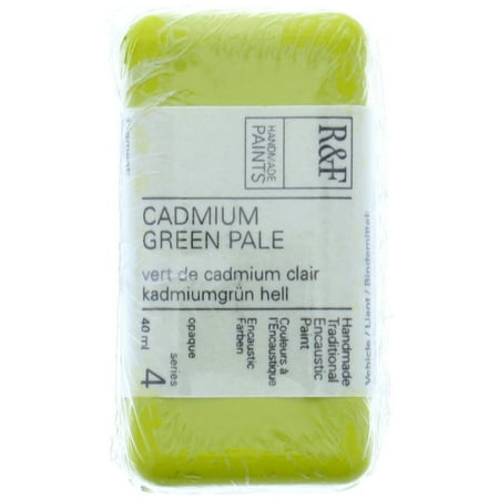 UPC: 0836943000483 | R&F Handmade Paints Encaustic Paint Cake 40ml Cadmium Green Pale