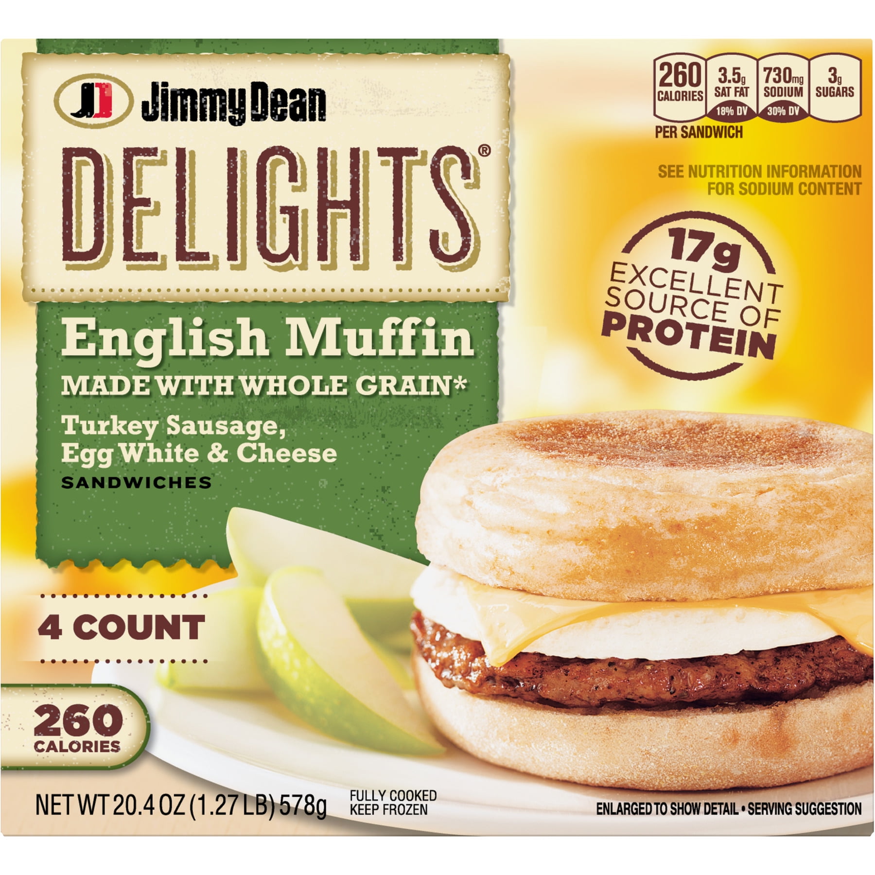 Jimmy Dean Delights® Turkey Sausage, Egg White & Cheese English Muffin ...