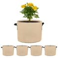 thumbnail image 1 of Uxcell 5 Paquete de Bolsas de Cultivo para Plantas de 5 Galones, Macetas de Tela Engrosada de 300G con Asas, Macetas de Jardín Caqui, 1 of 7