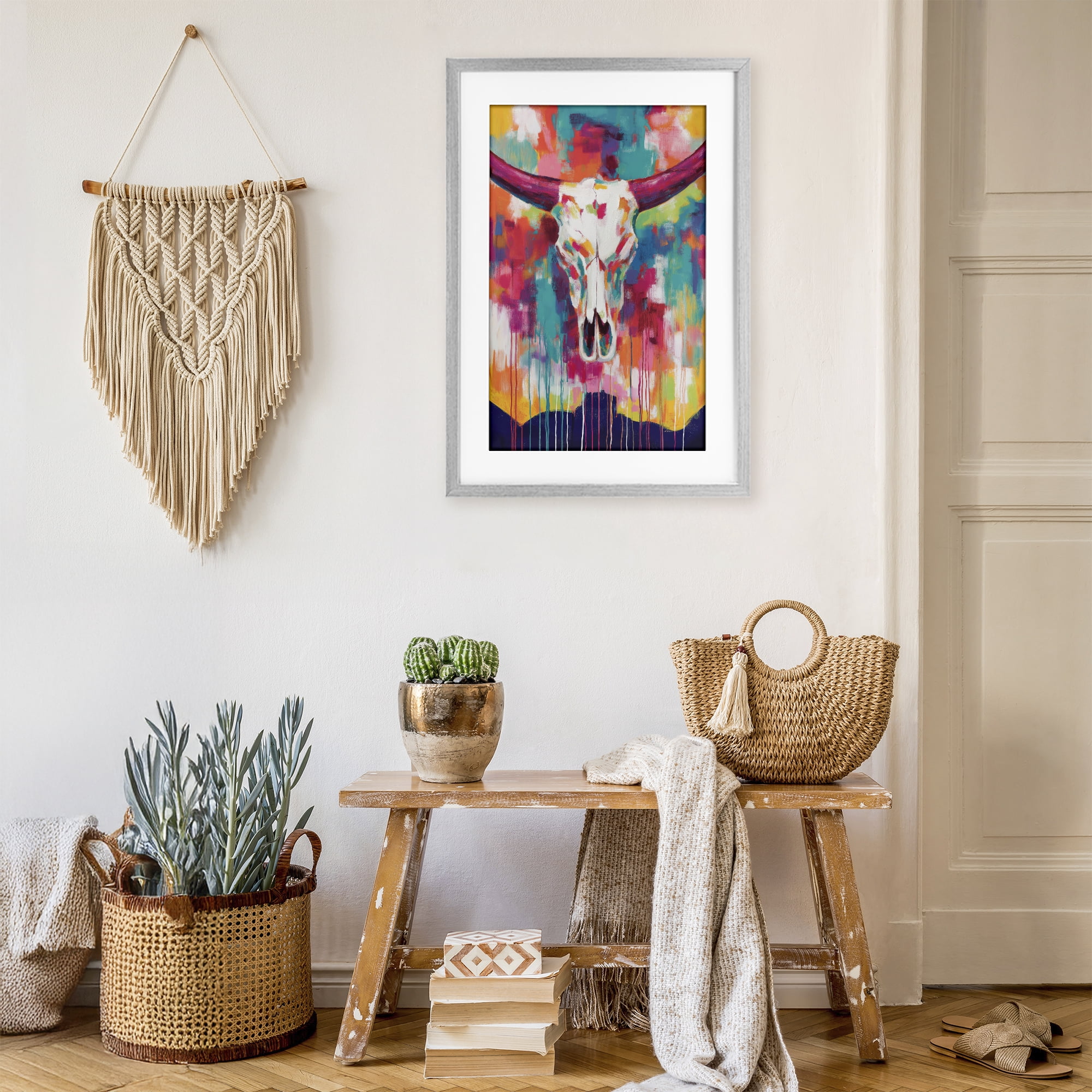 Stupell Industries Spirit Of The West Skull Gray Framed Print Under Glass, design by Chromatic Storm Studio