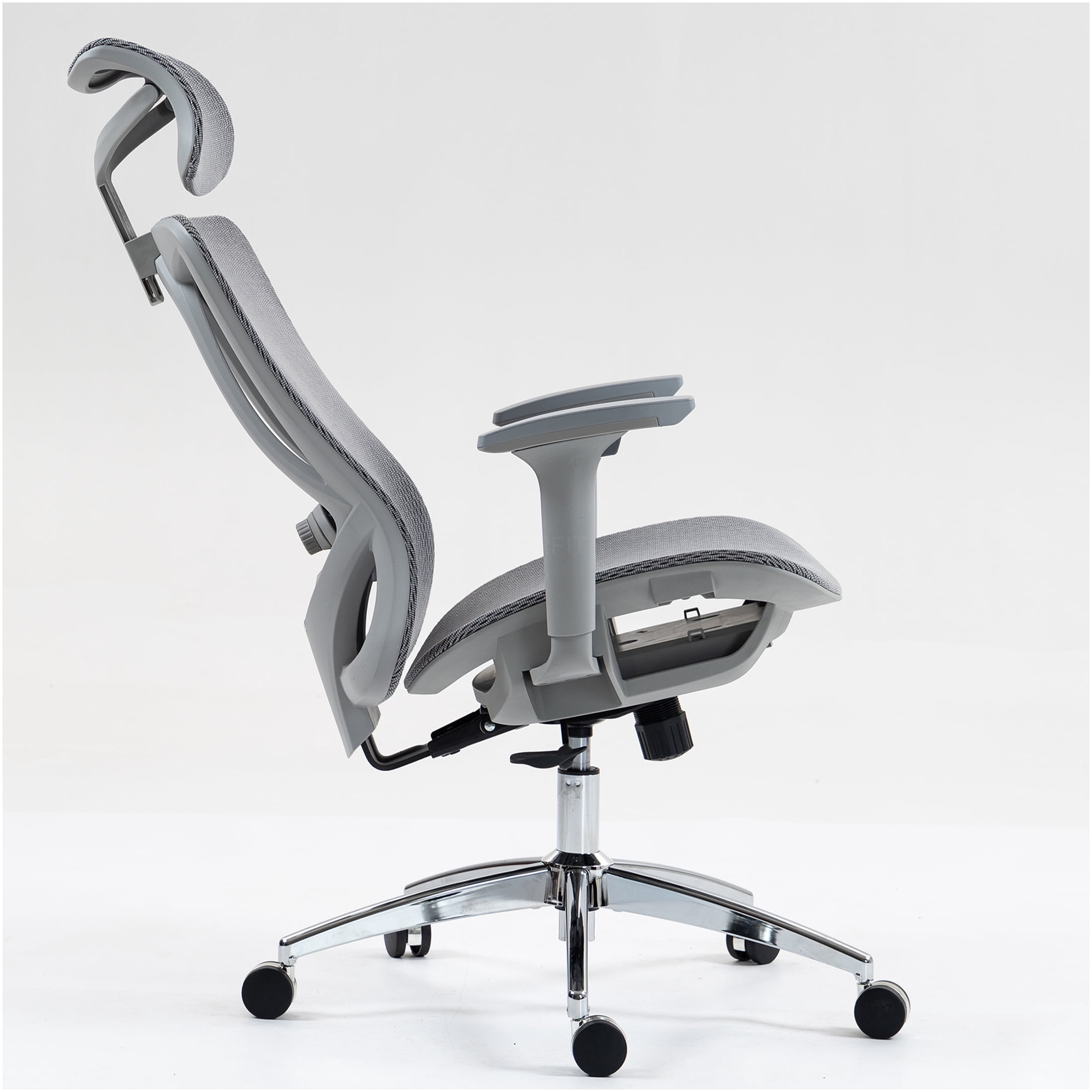 JERFIT Ergonomic Office Chair with Lumbar Support, Adjustable Swivel Desk Chair, Breathable Mesh and Fabric Executive Chair for Home Office, Grey