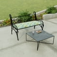 thumbnail image 2 of Jordan Manufacturing 48" x 18" Seneca Caribbean Turquoise Leaves Rectangular Outdoor Settee Swing Bench Cushion with Ties, 2 of 12