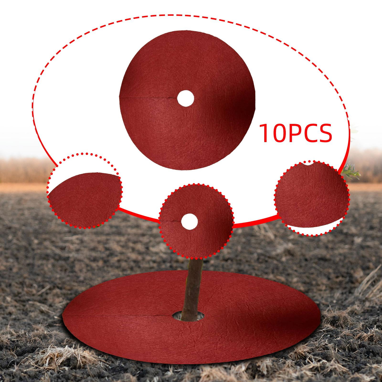 FashionCha 10 Pieces Tree Mulch Rings for Weed Control Fruit Tree Protector Thickened Plant Red