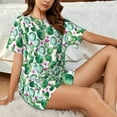 thumbnail image 4 of "Wukai Cactus Plants Women's Pajama Set - Short-Sleeve Top and Shorts with Elastic Waistband and Pockets for Loungewear, Yoga, and Casual Wear-X-Large, 4 of 8