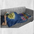thumbnail image 6 of Bunny Soft Flannel Fleece Throw Blanket, Dreamy Illustration of a Rabbit Silhouette up in the Night Sky Moon and Flowers, Cozy Plush for Indoor and Outdoor Use, 50" x 70", Multicolor, by Ambesonne, 6 of 6