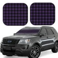 thumbnail image 1 of Balery Purple Black Plaid Parasol para parabrisas de coche de 2 piezas | Parasol plegable para parabrisas delantero de coche para la mayoría de sedanes-Small, 1 of 6