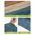 thumbnail image 4 of Farmhouse Navy Blue Brown Bar Stool Covers Set of 2, Vintage Wooden Striped Stretch Washable Bar Chair Covers with Backs, Removable Pub Counter Height Chair Cover for Kitchen Dining Room Cafe, 4 of 7