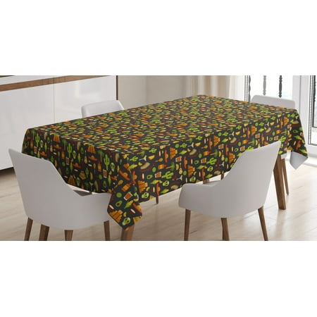 

Mexico Tablecloth Pattern with Traditional Icons Sombrero Tequila Taco Skull Guitar Cactus Rectangular Table Cover for Dining Room Kitchen 60 X 84 Charcoal Grey White by Ambesonne