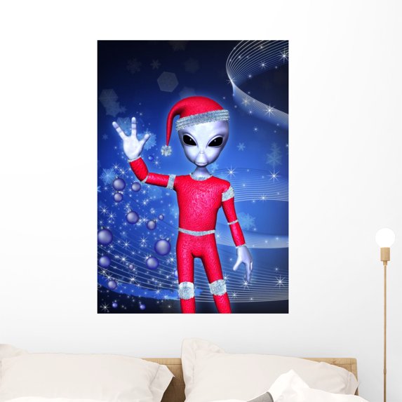 Santa Claus Alien Christmas Wall Mural by Wallmonkeys Peel and Stick Graphic (36 in H x 25 in W) WM346927