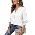 thumbnail image 6 of Womens Plus Size Shirts 3/4 Sleeve Button Down Tops for Women V Neck Dressy Casual Fall Top S-3XL, 6 of 8