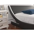 thumbnail image 3 of Bed FrameUpholstered queen platform Bed Frame modern low-profile sleigh bed with faux leather headboard for easy assembly My Lux Decor Round, 3 of 10
