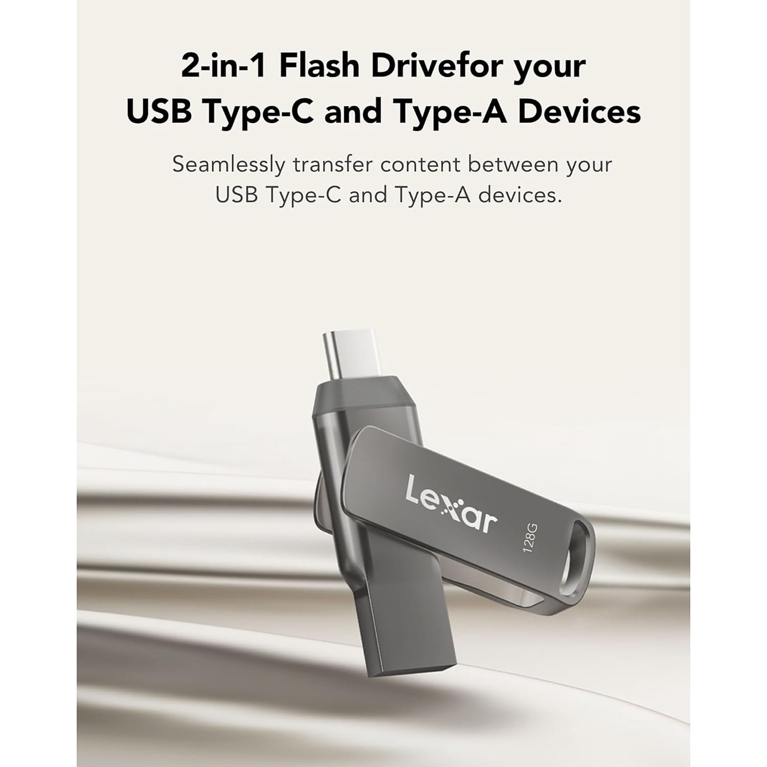 Lexar JumpDrive D500 USB 3.2 Gen 1 Solid-State Dual Drive with USB-C and USB-A Connectors, 128 GB