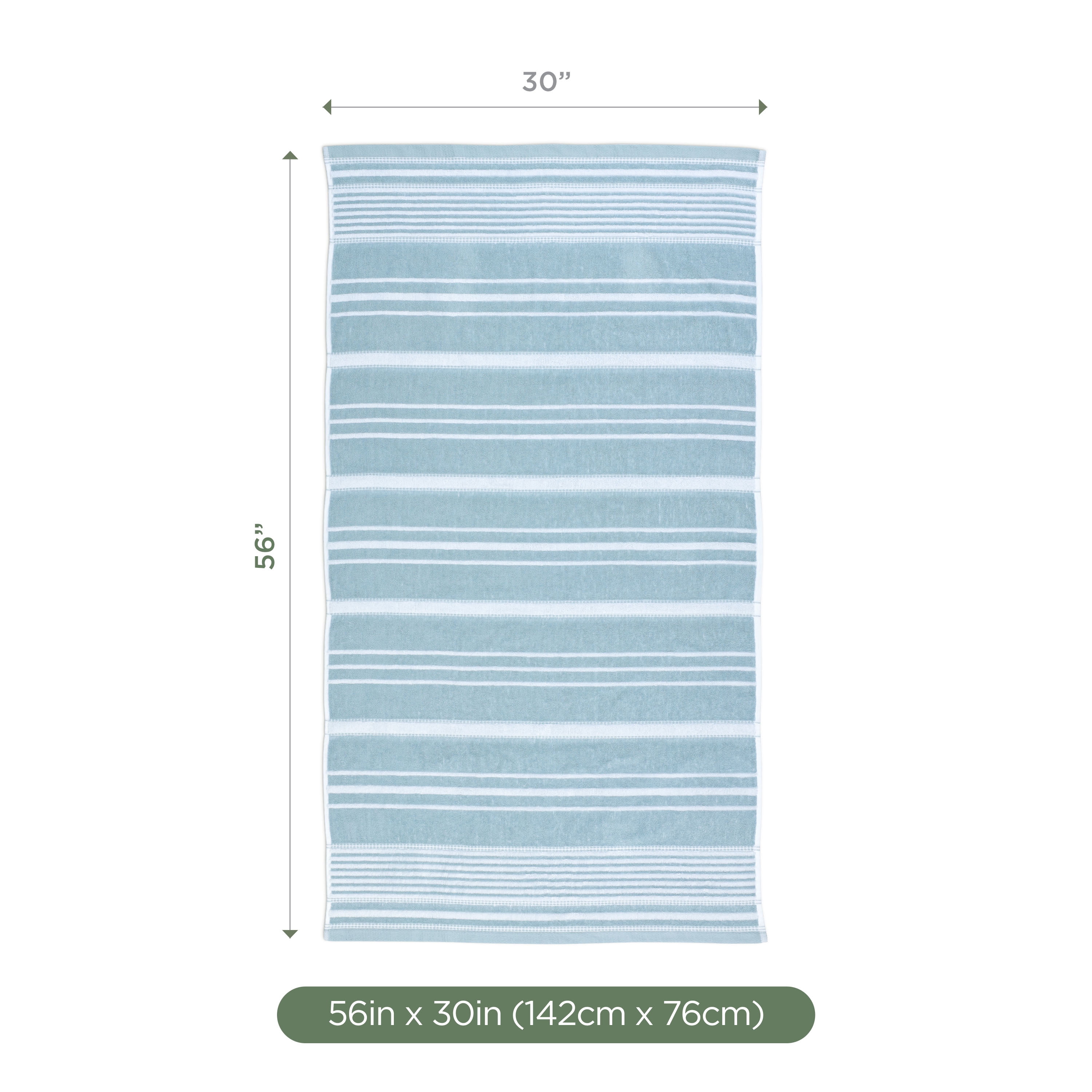 Martex Restore Batten Stripe Bath Towel, 30" x 56", Mineral